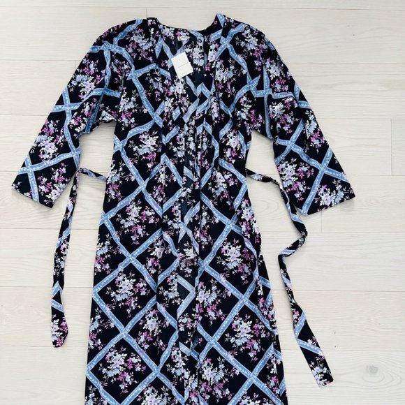 Free People I'm the One Robe Loungewear Floral  Midnight Combo - Picture 3 of 5